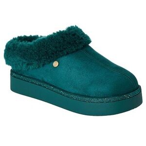 Joy Glamorous Cozy Slippers Indoor Outdoor Deep Jade Clog Mule Size 7